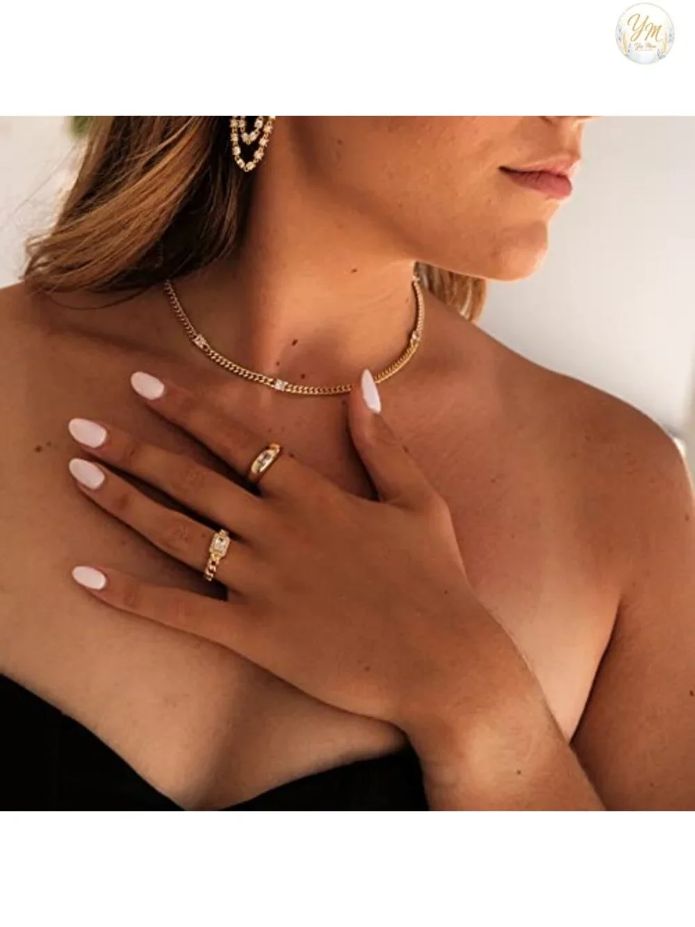 Baguette Dome Ring CZ Stacking Thick Band Gold Plated